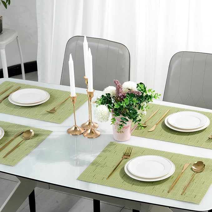 Placemats Set of 8，Christmas Non-Slip PVC Weave Table Mats Easy to Clean，Heat - Image 5