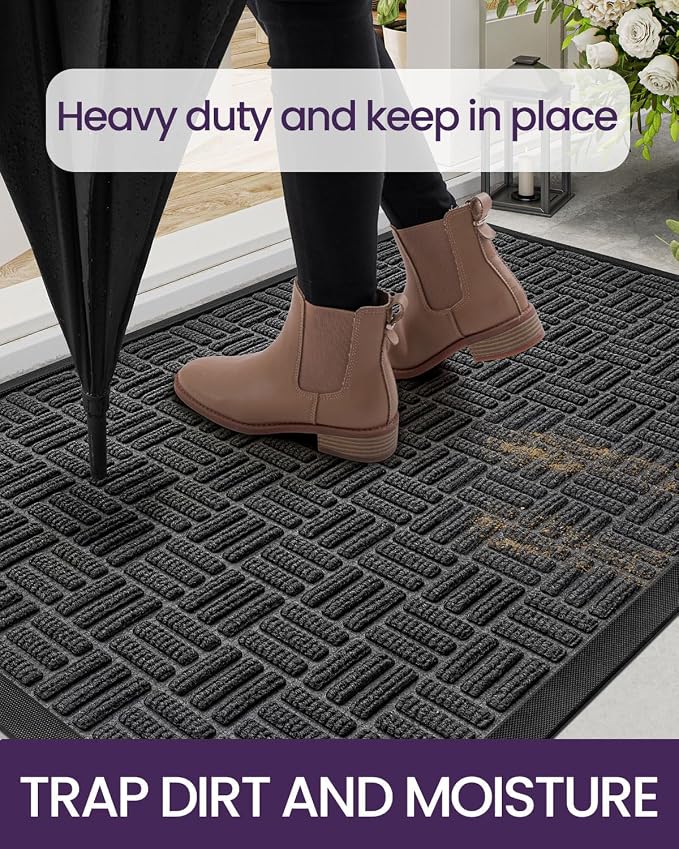 DEXI Front Door Mat Outside Entrance, Rubber Entry Doormat Heavy Duty, Welcome - Image 5