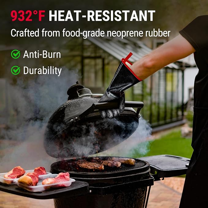 ThermoPro 932°F Heat Resistant BBQ Gloves, Oil & Slip-Resistant Neoprene Oven - Image 3