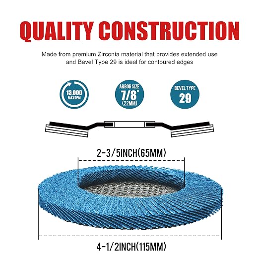 EZARC Flap Disc 20 Pack, 4.5" x 7/8", T29 Zirconia Abrasive Grinding Wheel - Image 2
