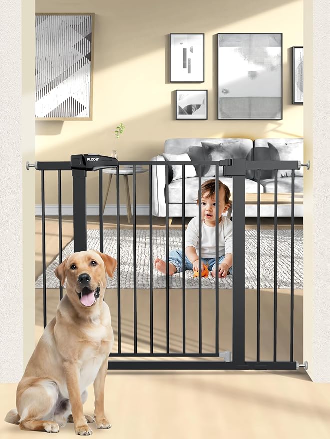 36.2" Extra Tall Baby Gate for Stairs, 29.5-46" Wide Dog Gate for Doorways by PLZOIT-Baby