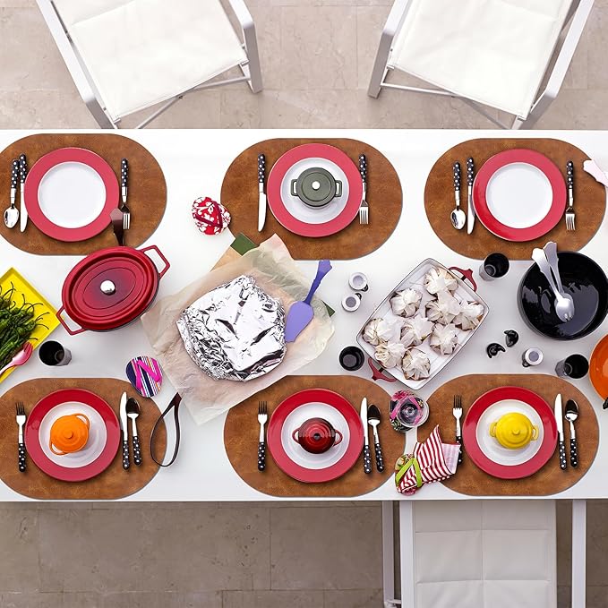 ADRIMER Placemats, Heat Resistant Oval Placemats Set of 4 Washable 12 x 17 Inch - Image 6
