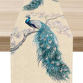 Peacock Table Runner, Retro Rustic Traditional Chinese Style Blossom Branch by Unknown