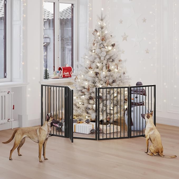 Vantas Folding No-Assembly Metal Pet Gate 80" Wide, Freestanding Accordion - Image 2
