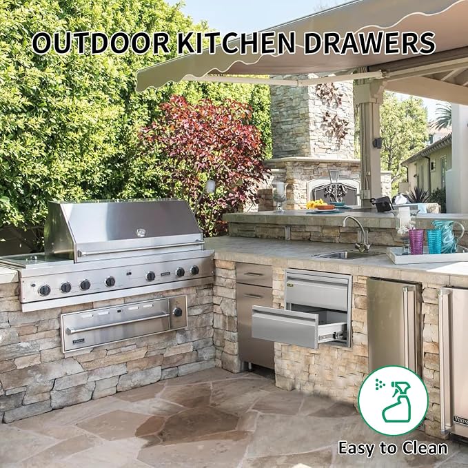 Outdoor Kitchen Drawers 18" W x 13" H x 21" D Stainless Steel Double Drawers - Image 5