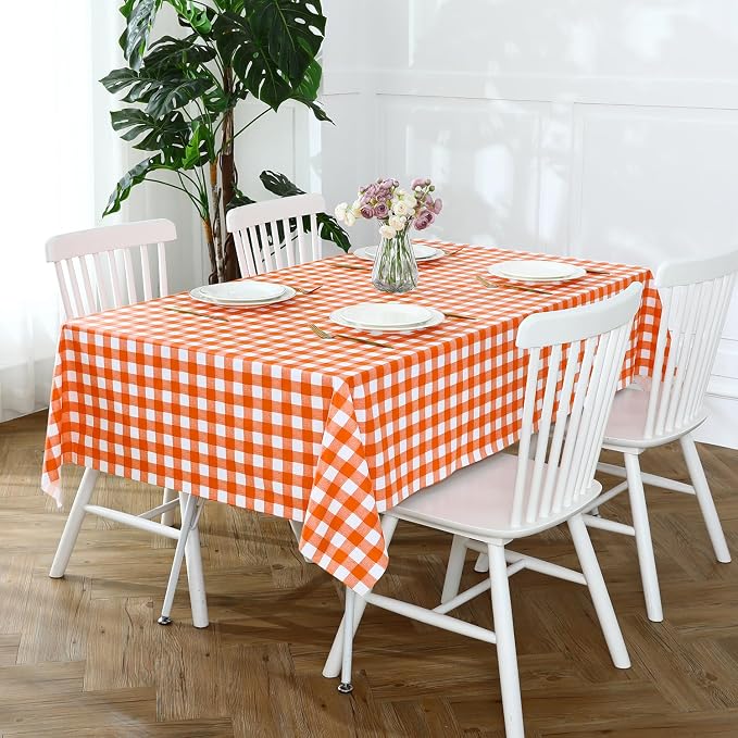 Romanstile Rectangle Vinyl Tablecloth, 100% Waterproof Buffalo Gingham Plastic - Image 2