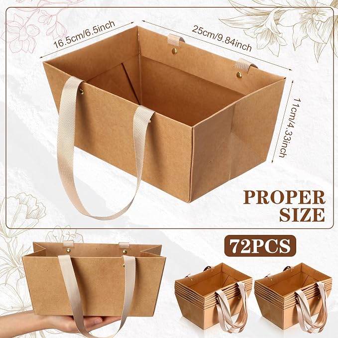 Glenmal 72 Pcs Baskets for Gifts Waterproof Empty Kraft Basket Bulk - Image 2
