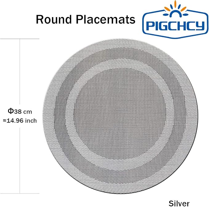 PIGCHCY Round Placemat Set of 8 Vinyl Washable Kitchen 15 inch Table Placemats - Image 2