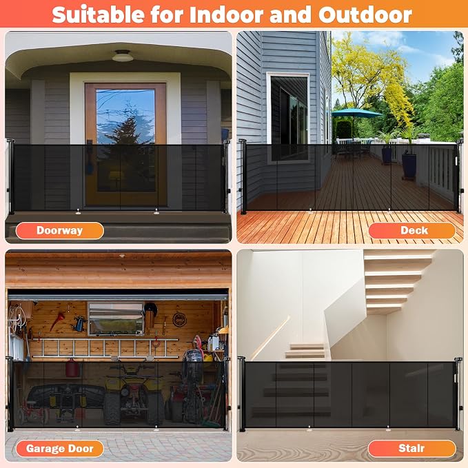 120" Extra Wide Retractable Baby Gates Mesh Gate, Long Retractable Dog Gate - Image 7