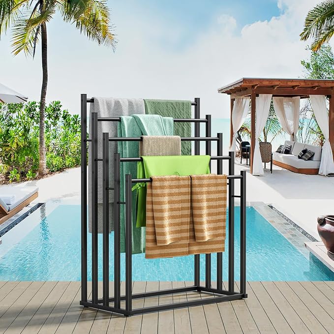 Honiter Towel Racks for Bathroom, 5 Tier Wide Towel Drying Rack Outdoor - Image 8