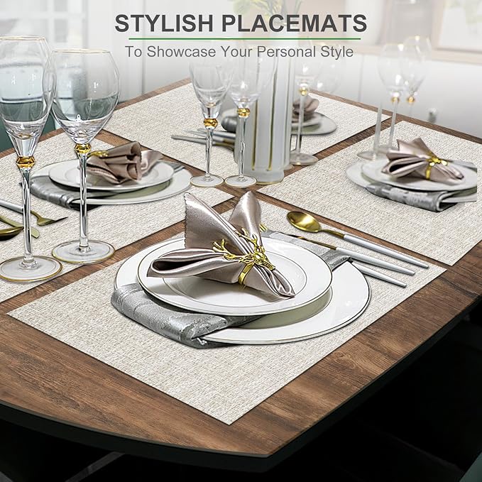 BETEAM Placemats Set of 6, Woven Vinyl Placemat - Image 7