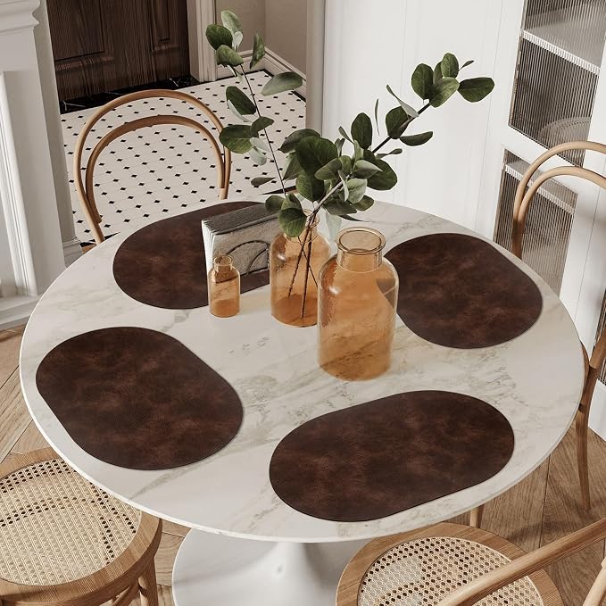 ADRIMER Placemats, Heat Resistant Oval Placemats Set of 4 Washable 12 x 17 Inch - Image 2