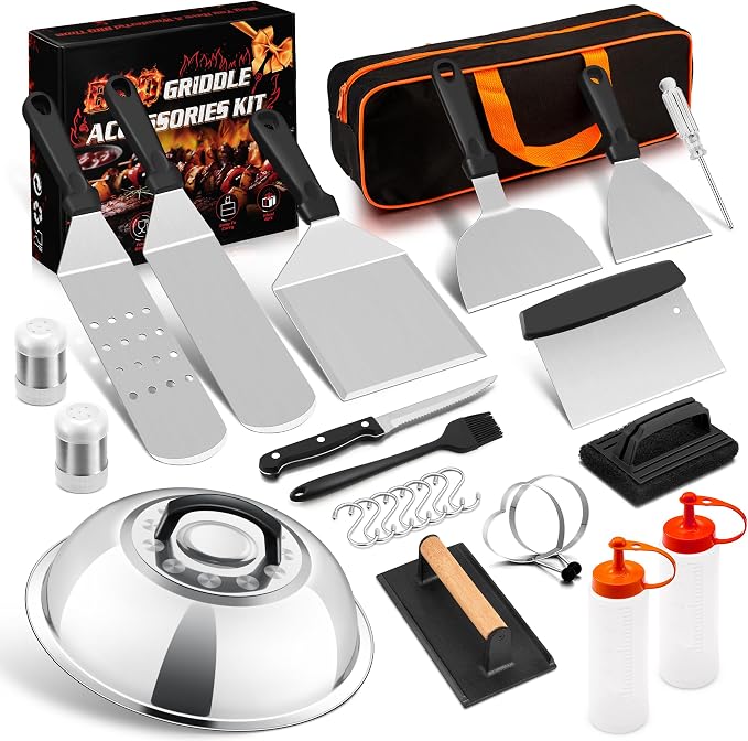 26 PCS Griddle Accessories Kit, HaSteeL Stainless Steel Flat Top Grilling Tools by HaSteeL