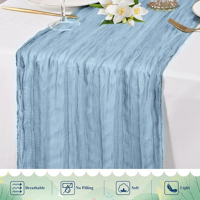 8 Packs Cheesecloth Table Runner 10FT Long Boho Gauze Fabric Table Runner - Image 5