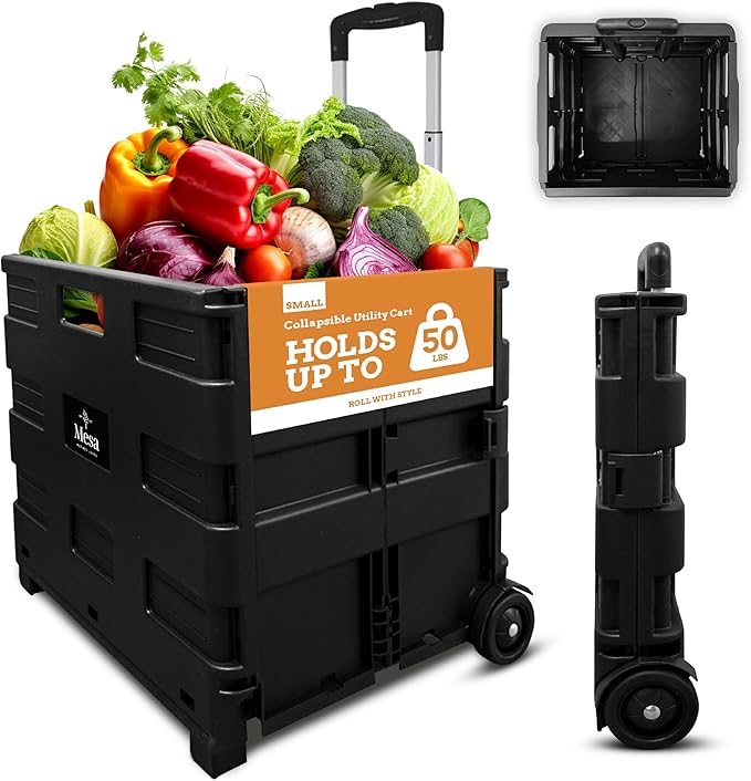 Inspired Living Ultra-Slim Rolling Collapsible Storage Pack-N-Roll Utility-carts by Inspired+Living