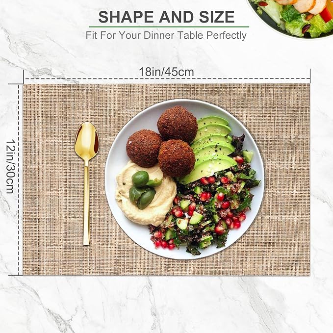 BETEAM Placemats Set of 8, Woven Vinyl Placemat - Image 5