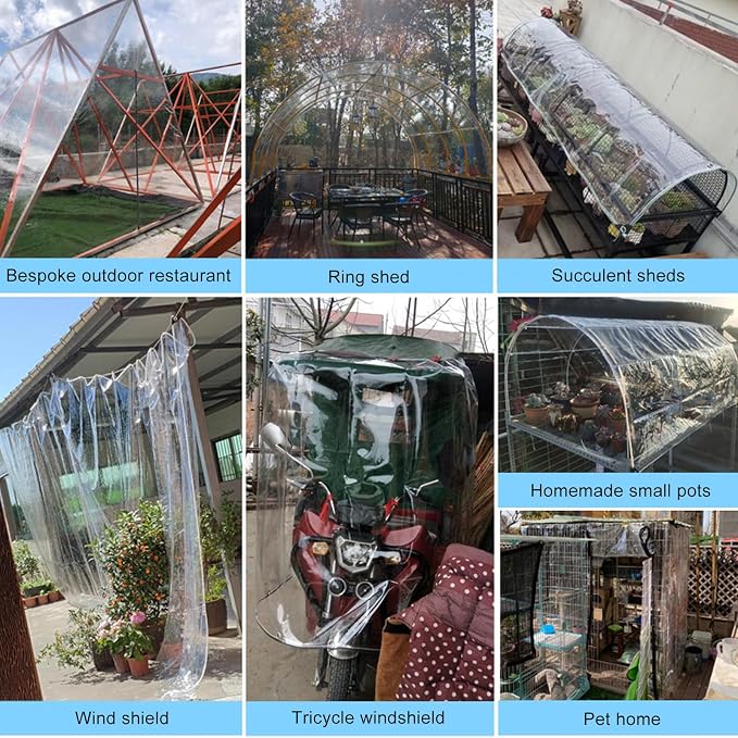 Clear Tarps Heavy Duty PVC, Transparent Tarp Durable Waterproof Dustproof - Image 3
