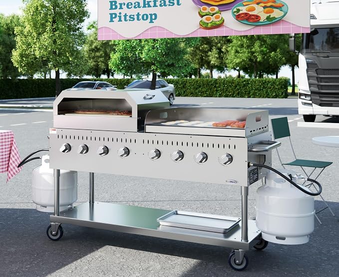 KoolMore 60 in. 8-Burner Commercial Outdoor Propane Gas BBQ Grill - Image 5