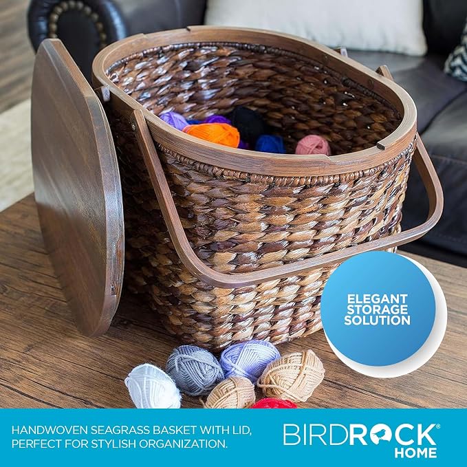 BirdRock Home Seagrass and Abaca Picnic Basket - Image 2
