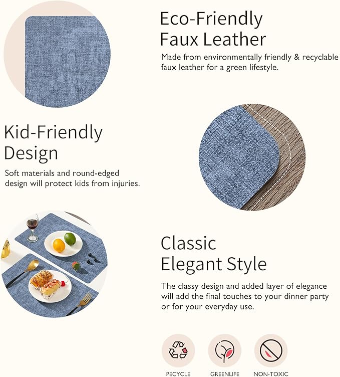 Maxpearl Faux Leather Placemats Set of 6 - Image 3