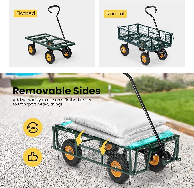 VIVOHOME Heavy Duty 550 Lbs Capacity Mesh Steel Garden Cart Folding Utility - Image 4