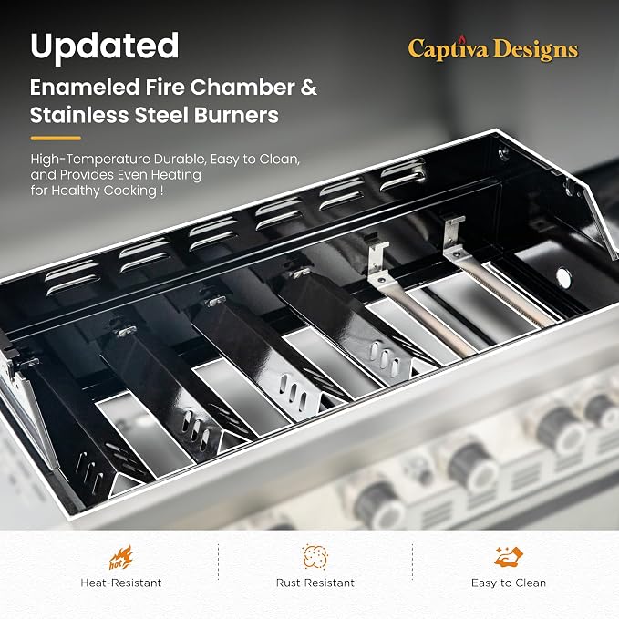 Captiva Designs 6-Burner Propane Gas BBQ Grill - Image 4
