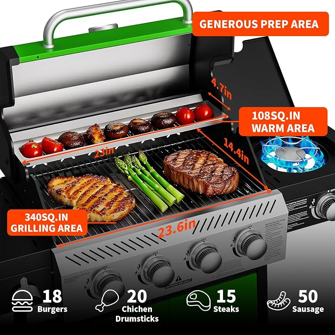 4-Burner Propane Gas BBQ Grill - Image 4