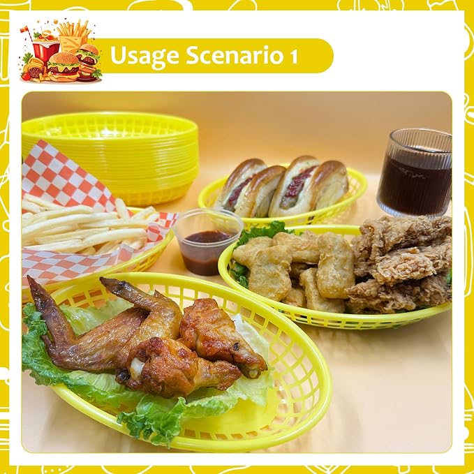 20 Pack Plastic Fast Food Baskets, 8.8" × 5.5" Small Oval Restaurant Serving - Image 4