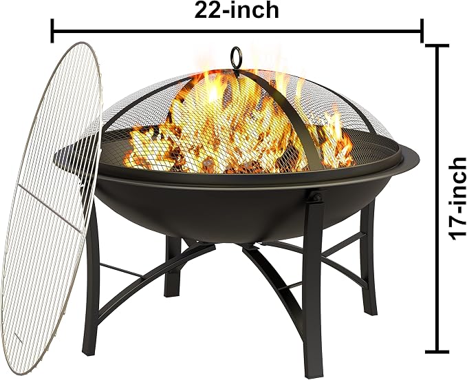 Fire Beauty Fire Pit for Outside Wood Burning, BBQ Grill Steel Fire Bowl - Image 6