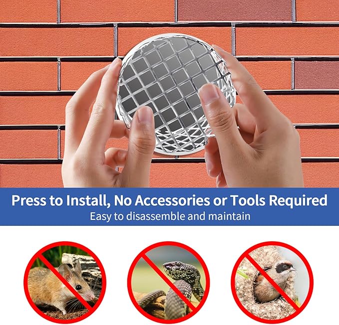 4" PVC Termination Vent Mesh Cap, 304 Stainless Steel Dryer Vent Screen Outdoor - Image 4