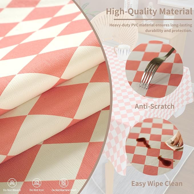 Rectangle Table Cloth, 100% Waterproof Tablecloth Oil Proof Spill Proof Vinyl - Image 4