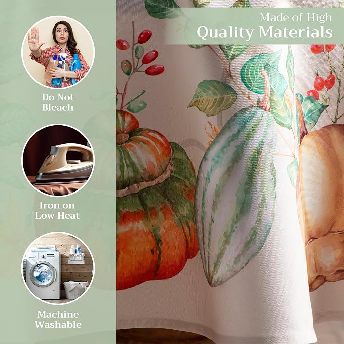 Maison d' Hermine Table Cloth Round Table 100% Cotton 63 Inches Fall Tablecloth - Image 3