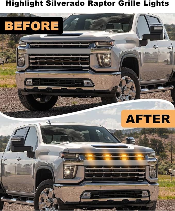 LED Grill Light for 2025 2024 Chevrolet Silverado Raptor Grille Lights Amber - Image 2