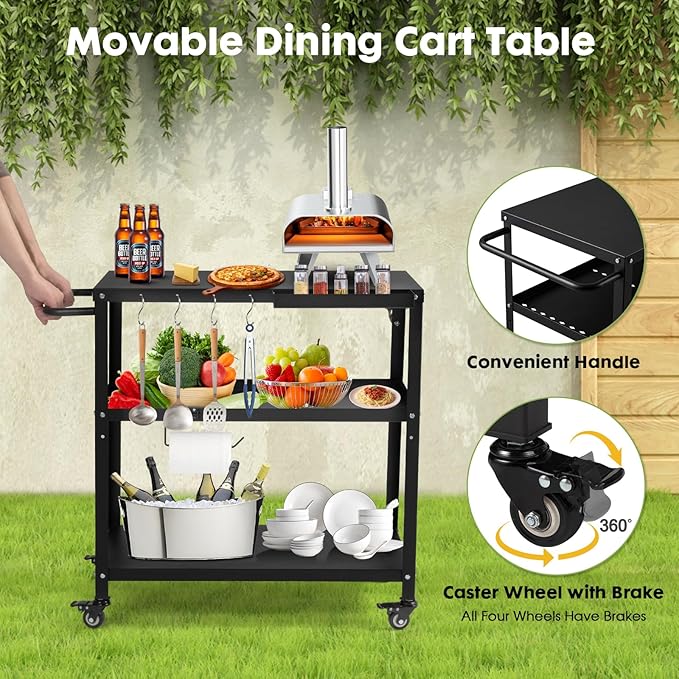 Outdoor Grill Cart Table, Indoor and Outdoor Pizza Oven Table, - Image 5