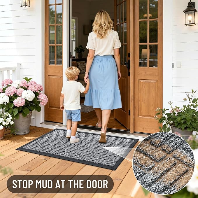 OLANLY Front Door Mat Outside Entrance 47x32, Heavy Duty Sturdy Natural Rubber - Image 6