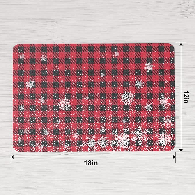 QIYI Christmas Placemats Set of 6, 12x18 Inch Faux Leather Place Mats - Image 3