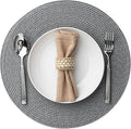 Round Placemats Set of 4 Plastic Woven Placemats Washable Wipeable Table Mats by BAROYAL