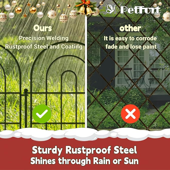 Garden Fence Panels, 17 in x 12.6 ft Flower Bed Fencing - Image 4