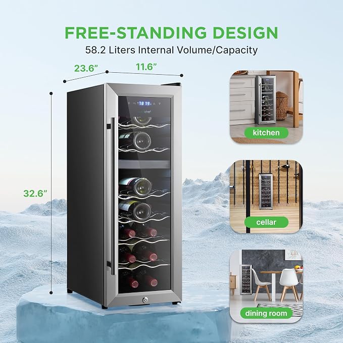 Nutrichef 18 Bottle Wine Fridge | Dual Zone Wine Chiller | Adjustable - Image 4