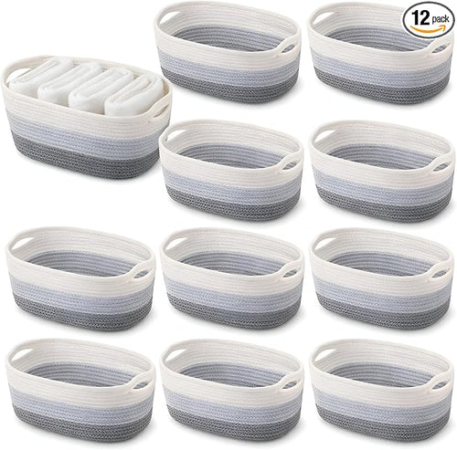 12 Pack Easter Woven Baskets for Gifts Empty Large Cotton Rope Square Storage by Unknown