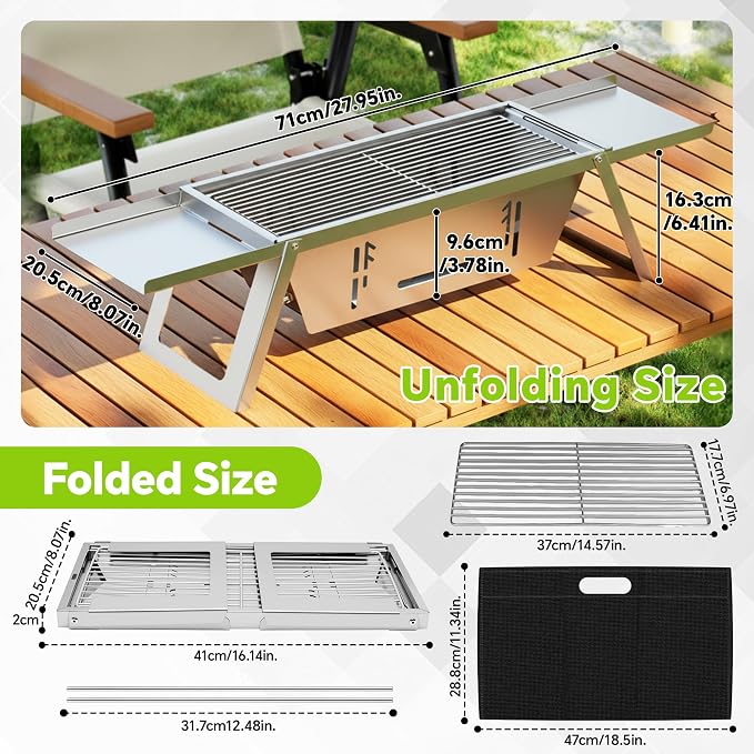 Foldable Small Charcoal Grill, Portable Stainless Steel Charcoal Grill - Image 2
