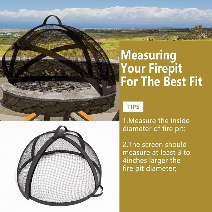 WeCooper 32In Round Fire Pit Spark Screen Cover, Outdoor Patio Easy-Opening - Image 7