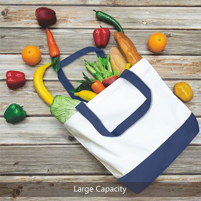 TOPDesign 1-Pack Super Strong Large 12oz Cotton Canvas Tote Bag, Reusable - Image 4