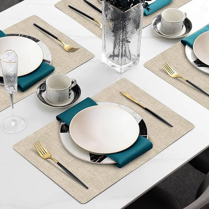 Faux Leather Heat Resistant Placemats Set of 8 – Waterproof Oilproof Wipeable - Image 2