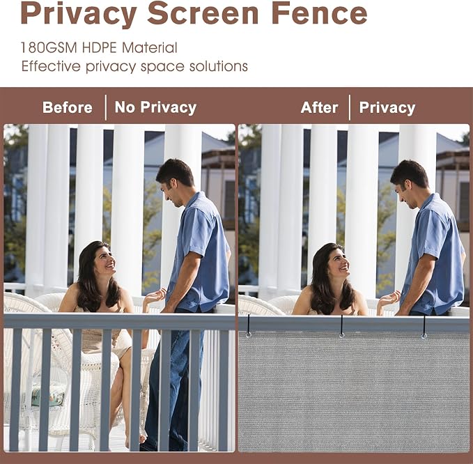 SUNNY GUARD 3'x16' Brown Grey Balcony Deck Privacy Screen Fence, Apartments - Image 4