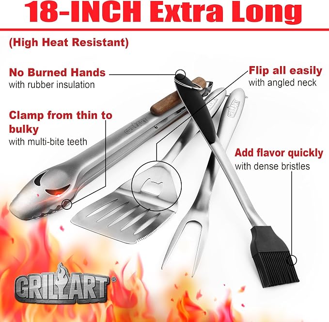 GRILLART BBQ Tools Grill Tools Set -18Inch Grilling Tools BBQ Set - Image 2