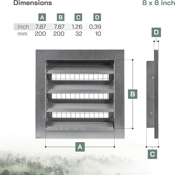 Vent Systems 8" x 8" Inch Galvanized Steel Industrial Air Return Grille - Image 2
