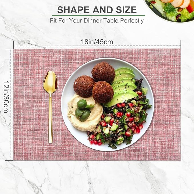 BETEAM Placemats Set of 6, Woven Vinyl Placemat - Image 5