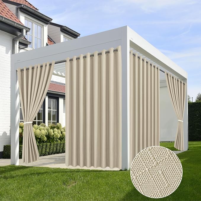 HolidayIdeas 4 Panels Linen Outdoor Curtains by HolidayIdeas
