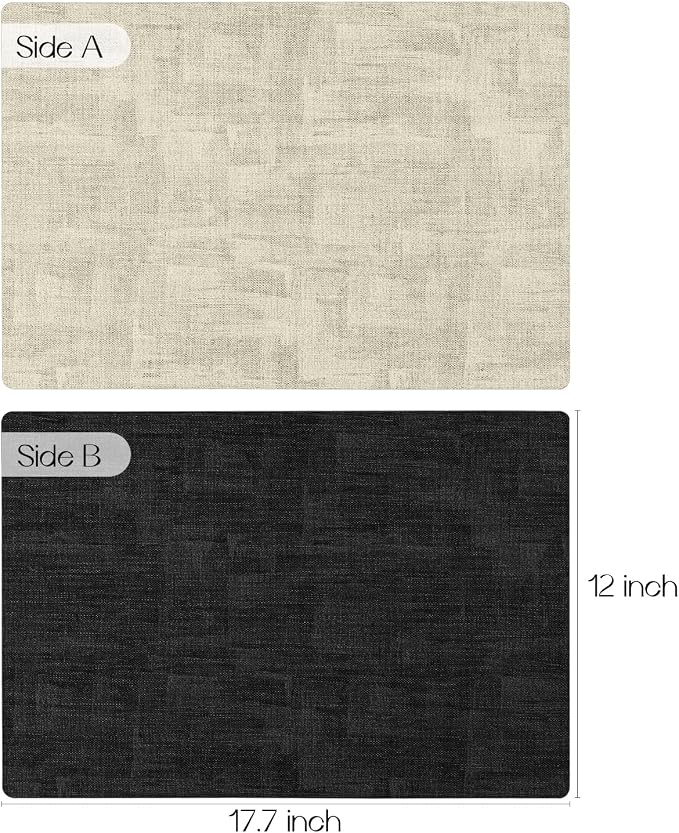 Romanstile Reversible Vinyl Placemats Set of 4, Faux Leather 100% Waterproof - Image 2